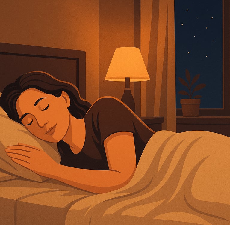 Uma mulher está dormindo em uma cama com um travesseiro.