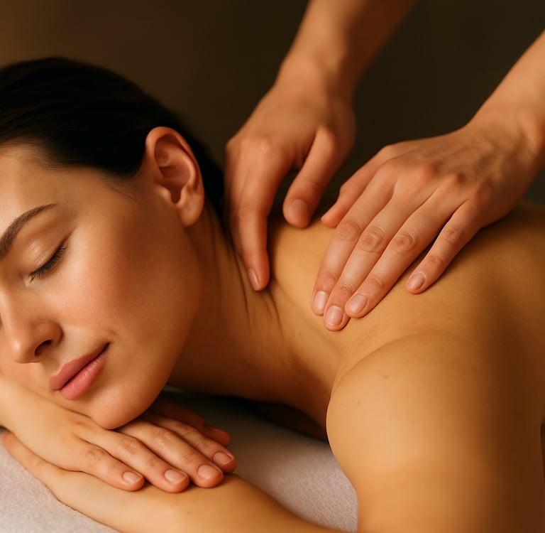 uma mulher recebendo uma massagem em um spa