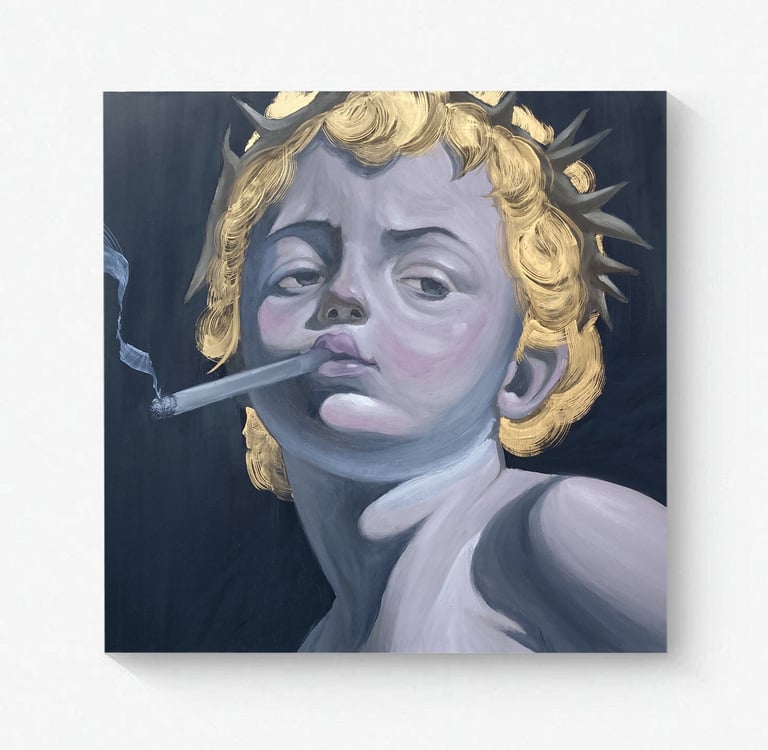 Pintura al óleo sobre madera. 30x30 cm.