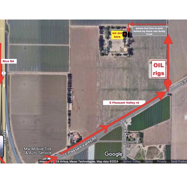 a map of a road with a red arrow pointing to the right