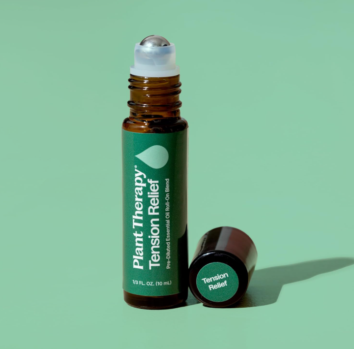 Plant Therapy Tension Relief essential oil roll-on peppermint eucalyptus non-toxic headache relief