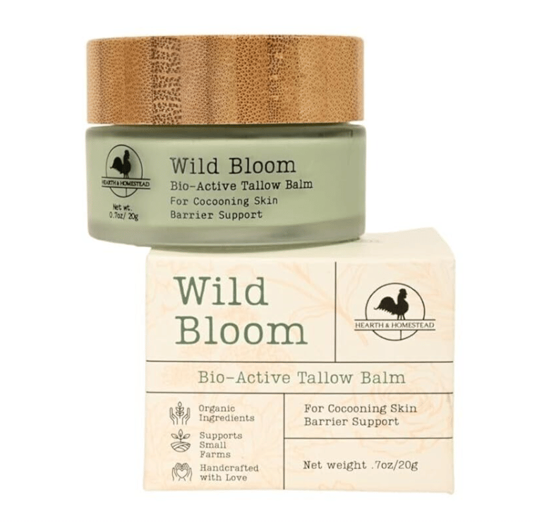 Luxury blue tansy and grass fed tallow face cream for redness relief and non-toxic facial hydration.