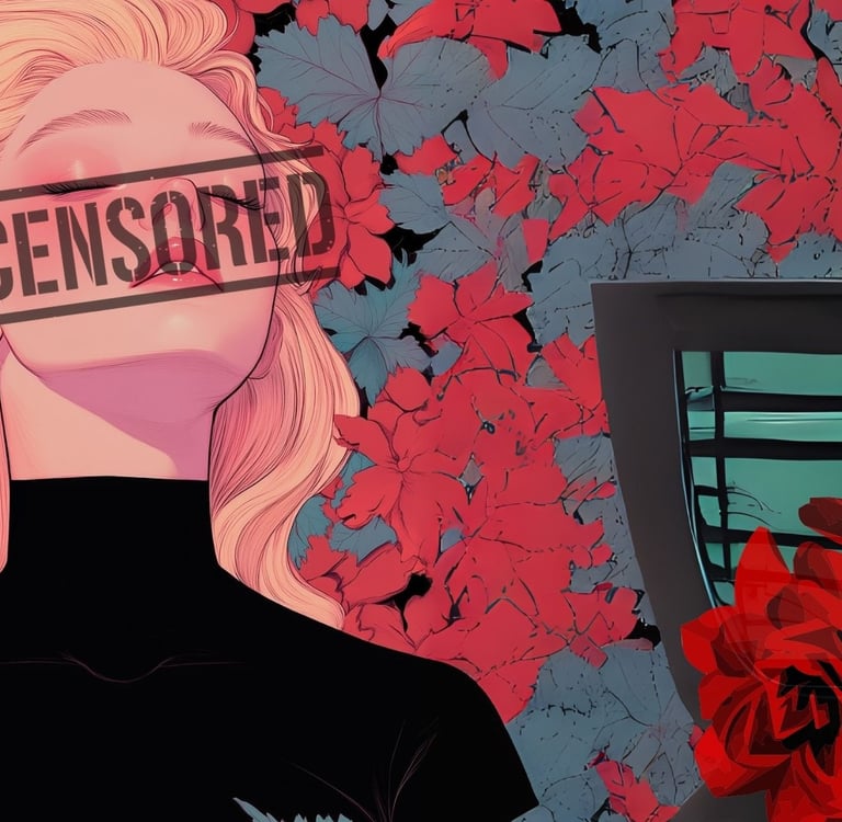 A blonde woman with red roses 