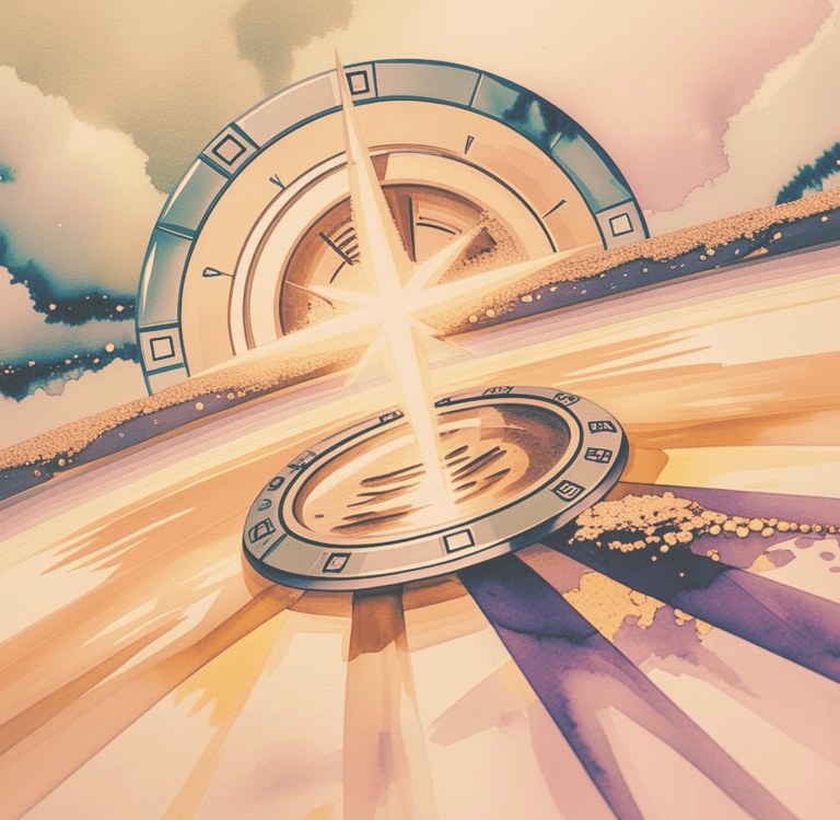 A shining compass pointing north to the stars