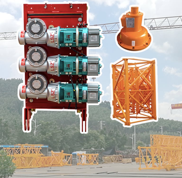 construction hoist spare parts of external three drive mechanism and safety device and mast section