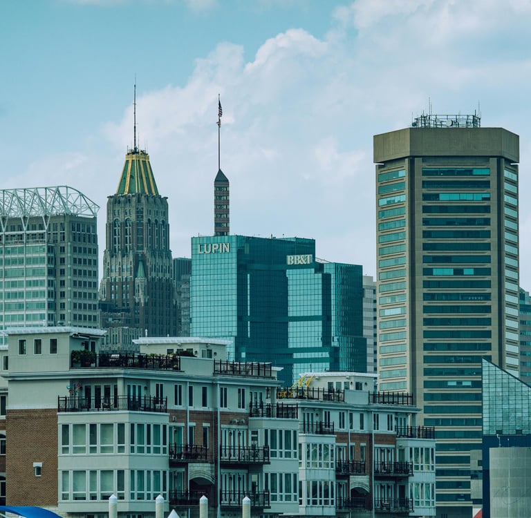 Tall Buildings in Baltimore City, Maryland, USA