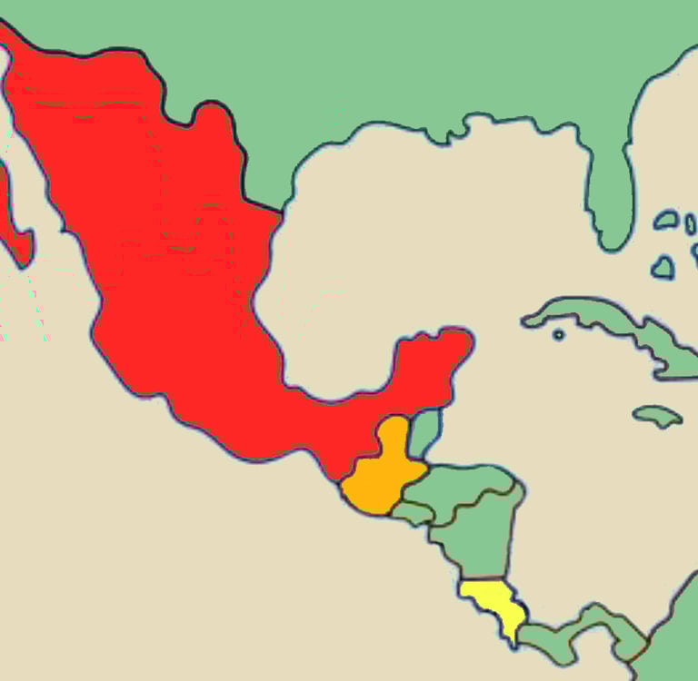 Karte von Mittelamerika mit Mexiko, Guatemala und Costa Rica