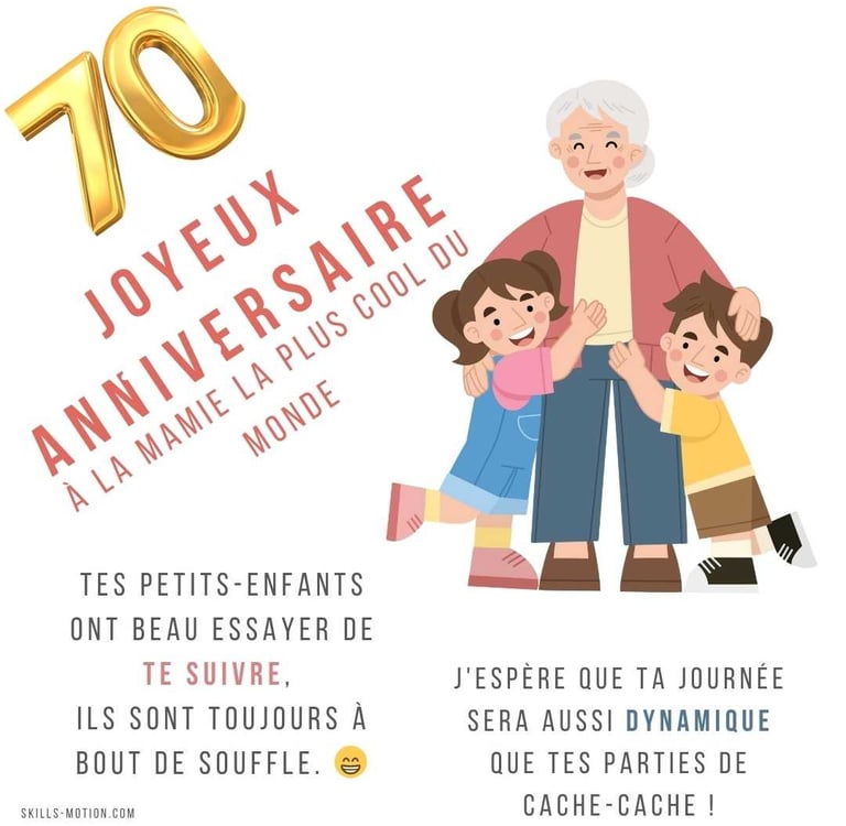 carte de joyeux anniversaire avec humour pour une femme de 70 ans