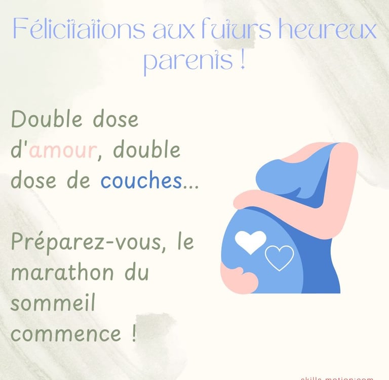 carte felicitations grossesse jumeaux