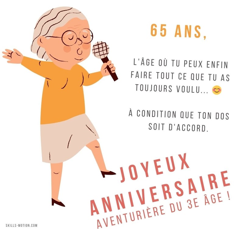 carte joyeux anniversaire humour femme 65 ans