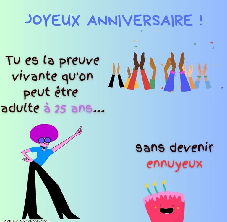 carte joyeux anniversaire humour jeune homme 25 ans