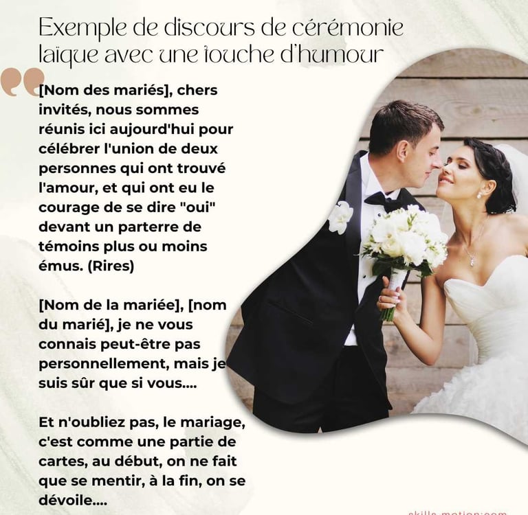 Exemple de discours de ceremonie laique avec humour