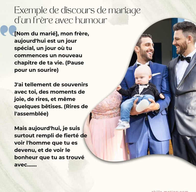 Exemple de discours de mariage d un frere avec humour