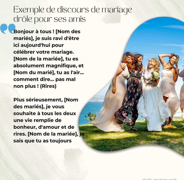 Exemple de discours de mariage drole pour ses amis