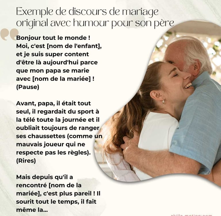Exemple de discours de mariage original avec humour pour son pere