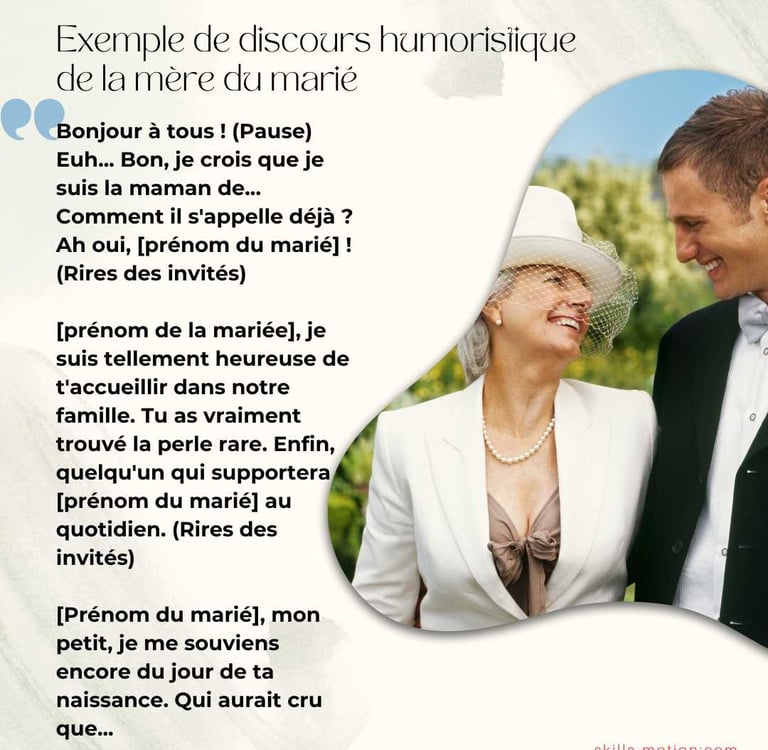 Exemple de discours humoristique de la mere du marie