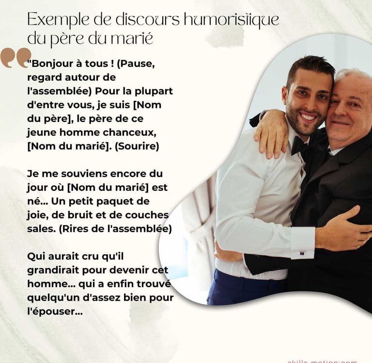Exemple de discours humoristique du pere du marie