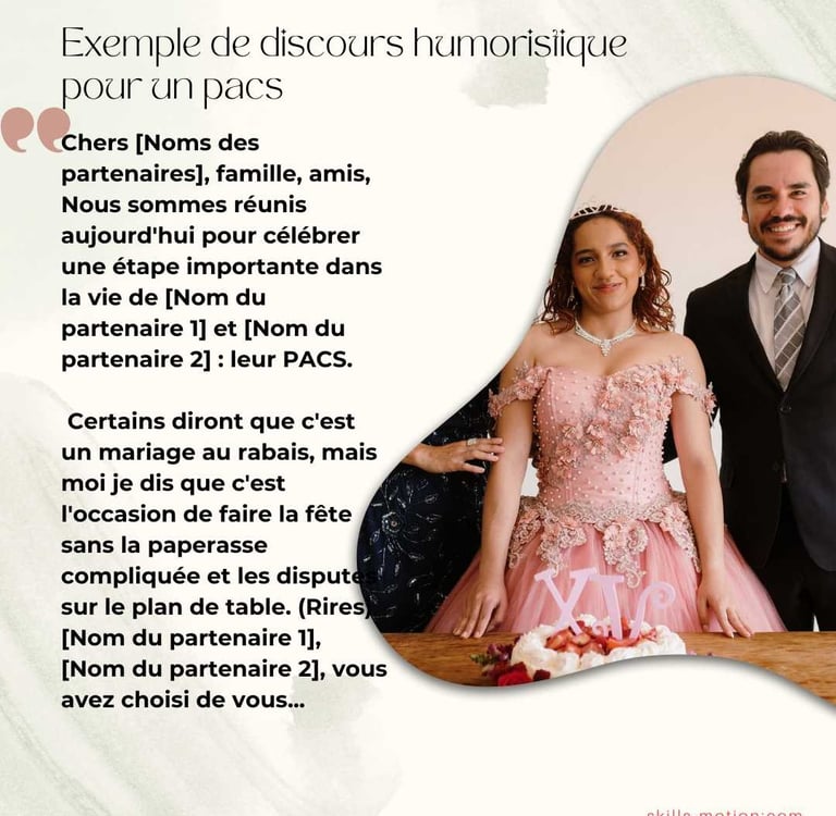 Exemple de discours humoristique pour un pacs