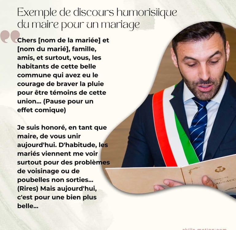 Exemple gratuit de discours humoristique du maire pour un mariage