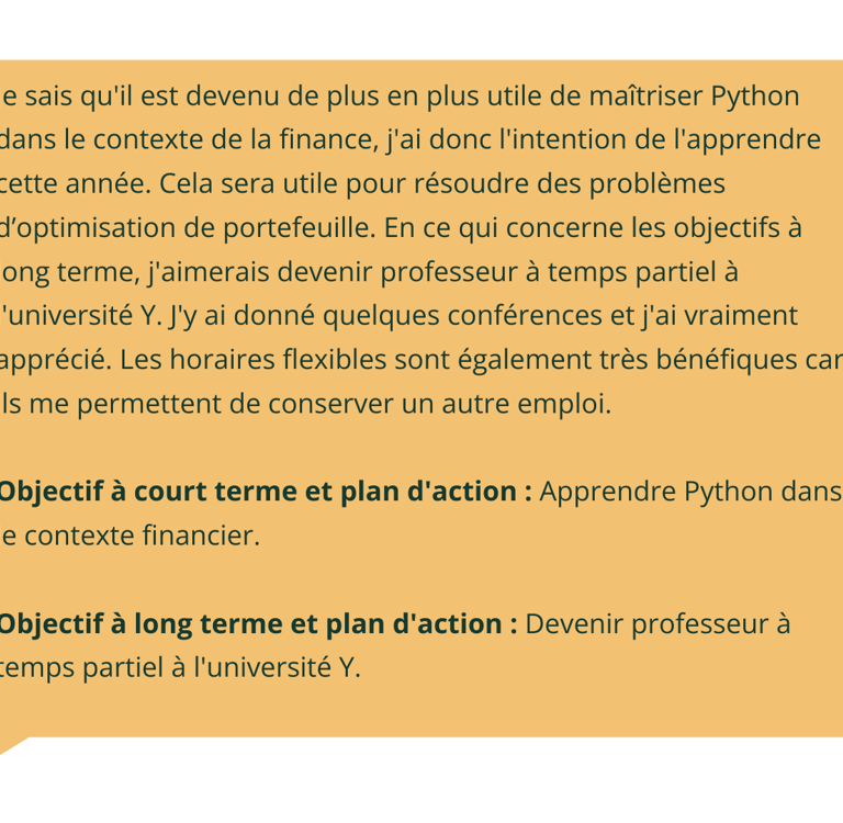quels sont vos objectifs professionnels exemple