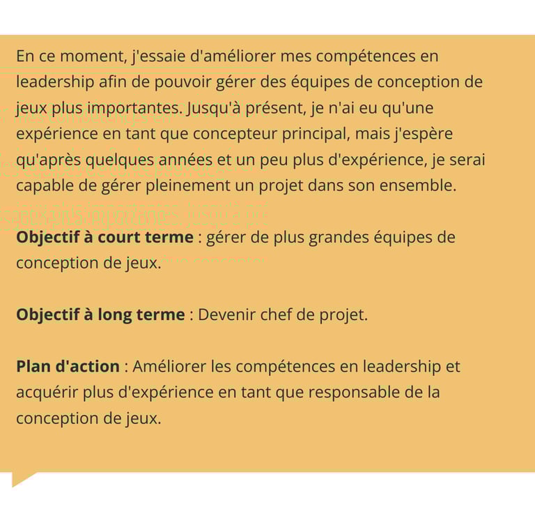 objectif personnel au travail exemple