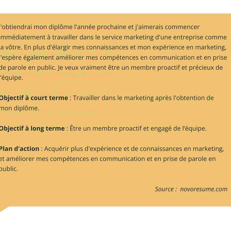 quel est votre objectif professionnel exemple