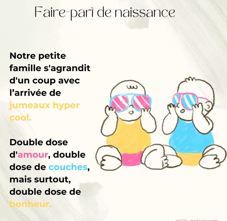 faire-part de naissance jumeaux humour