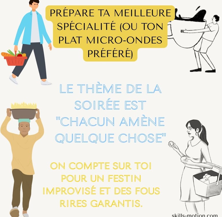 image texte invitation chacun amene quelque chose