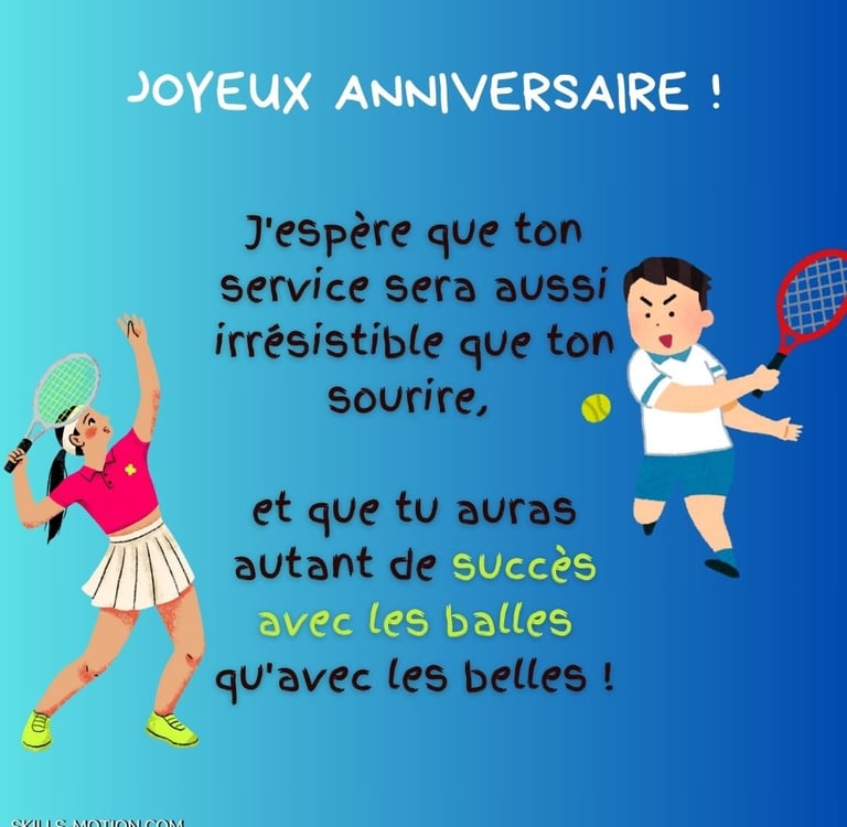 image voeux joyeux anniversaire tennis humour