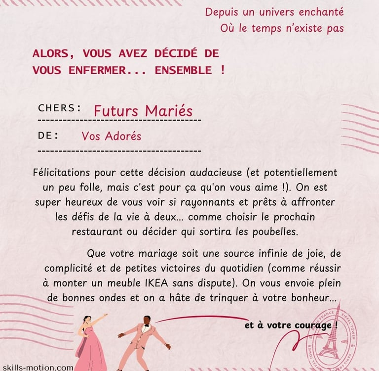 lettre felicitation mariage humour