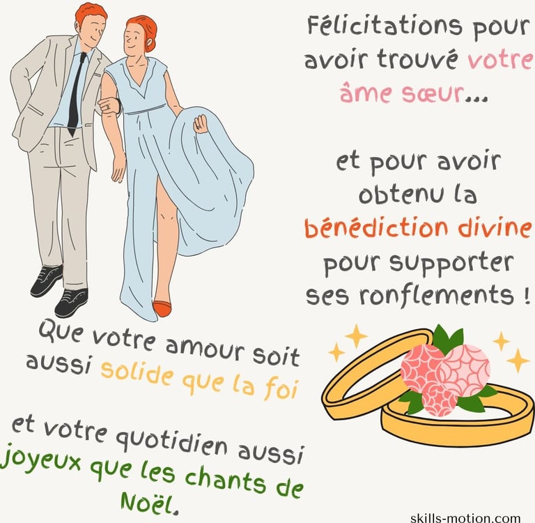 message felicitations carte mariage religieux humour