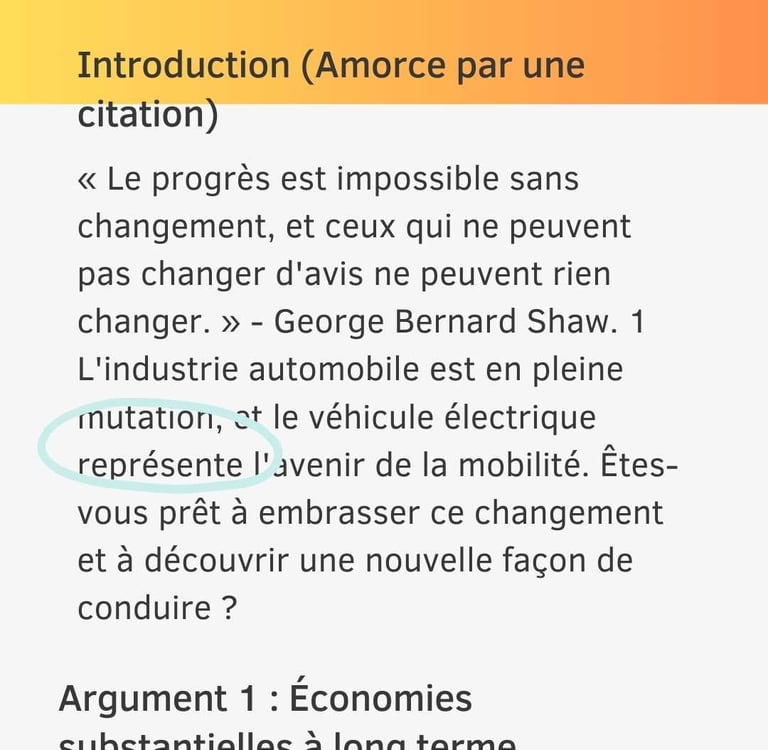 rédiger un argumentaire exemple