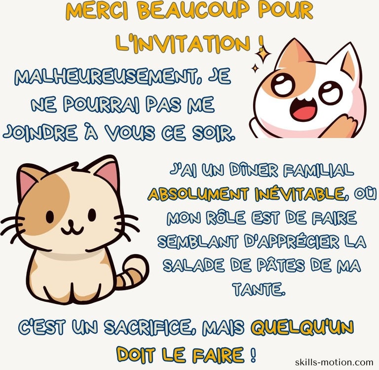 refuser une invitation avec humour