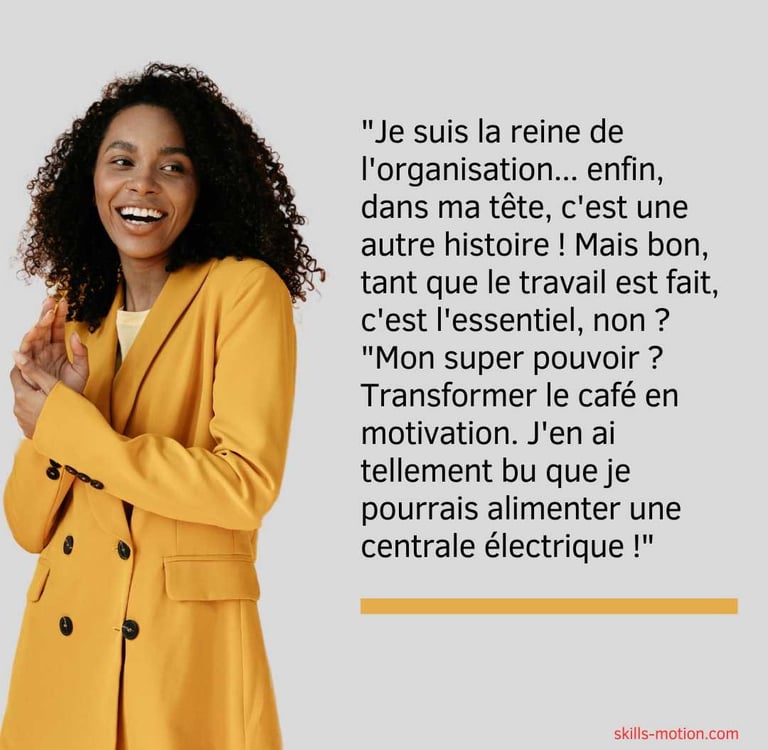 Se décrire avec humour : exemples pour une femme