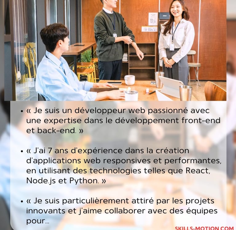 se présenter professionnellement en français exemple