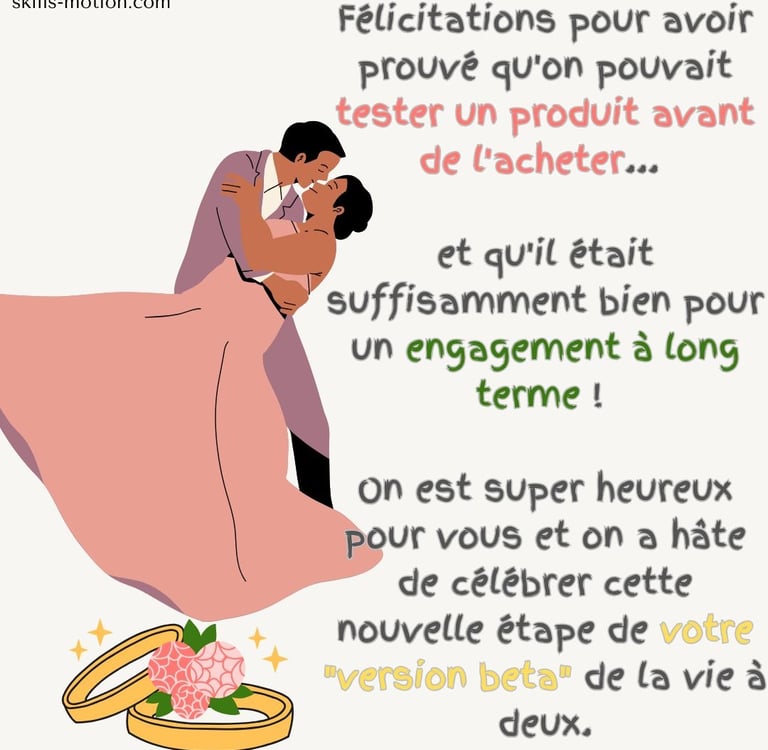 texte carte felicitations mariage apres vie commune humour