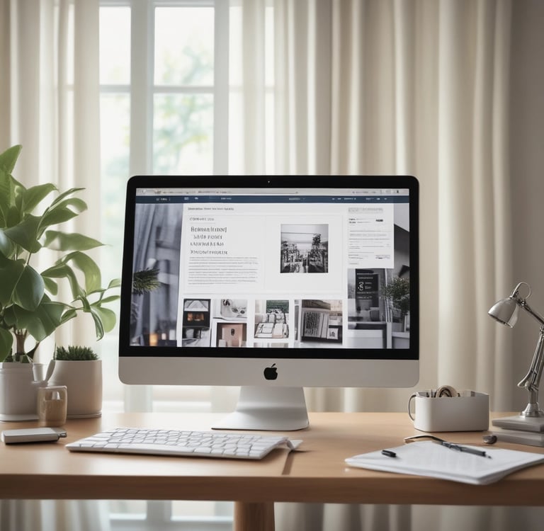 Computadora que refleja una página web