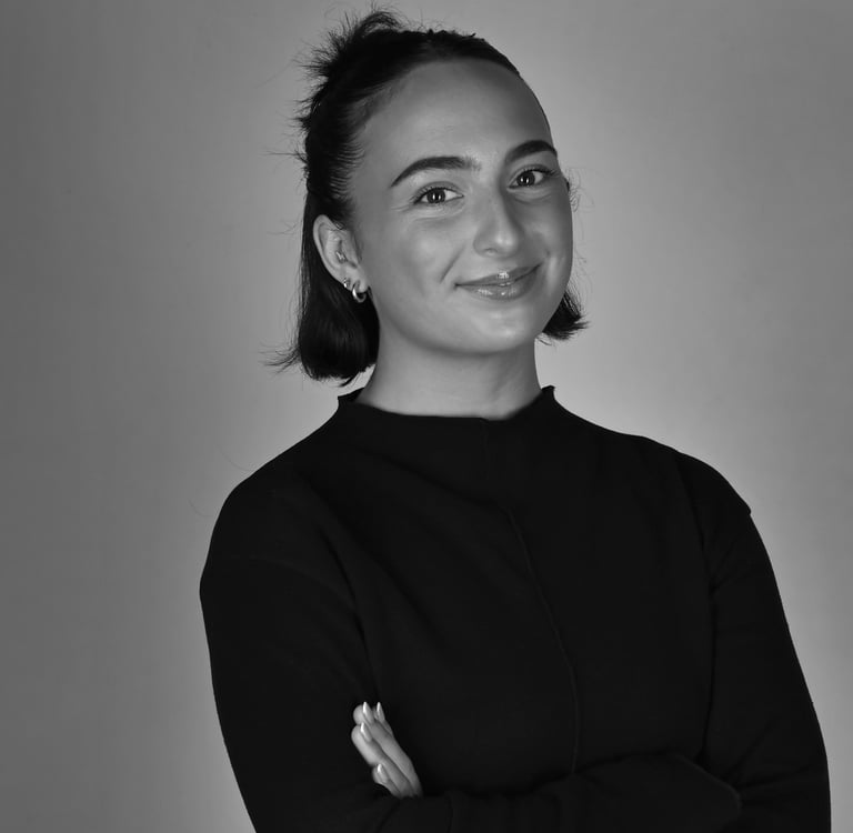 a woman in a black and white photo