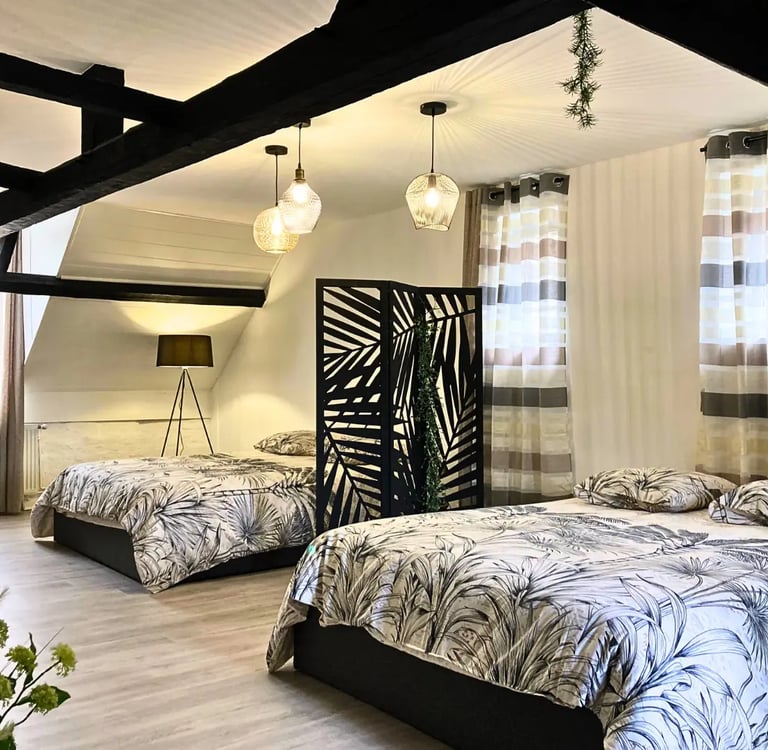 Chambre twin moderne dans appartement meublé pour hébergement professionnel à Saint-Omer