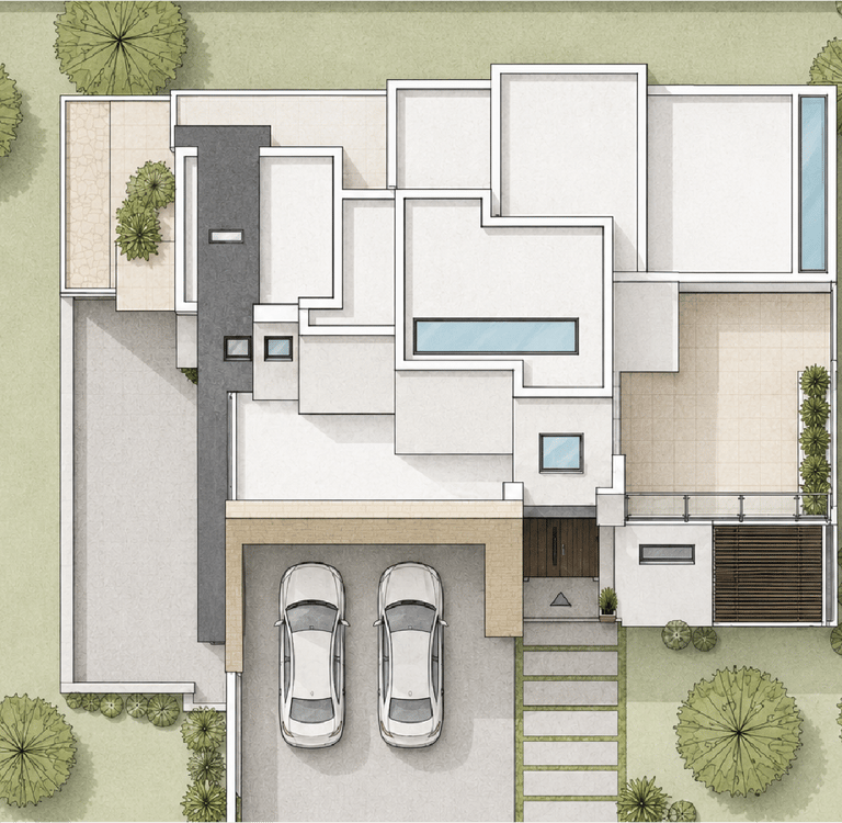 Plano aerero de Casa Lovalvo CVM Arquitectos
