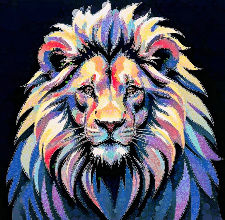 Abstract Male lion, digital artwork by Philip Preston.
