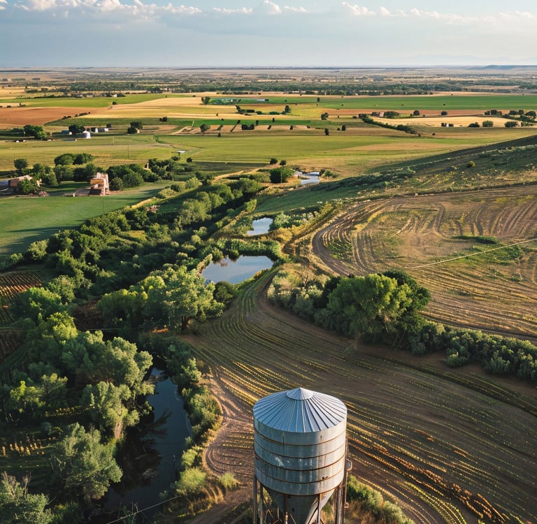 a large water tank sitting on top of a field