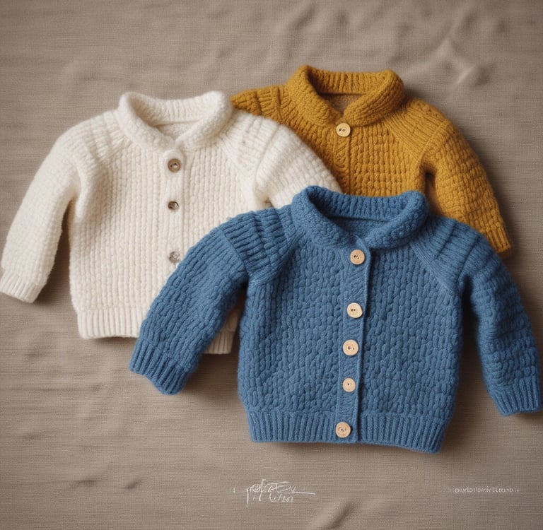 Baby sweater image hand made crocheted, link to go to cbaby clothing sub category