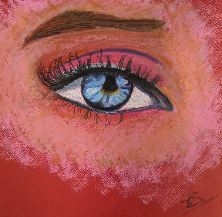 Pastel eye drawing. Learn to draw art course Milton Keynes
