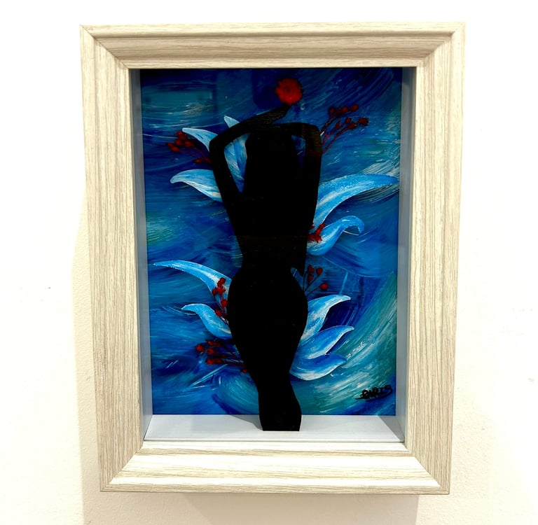 a painting of a woman in a black dress