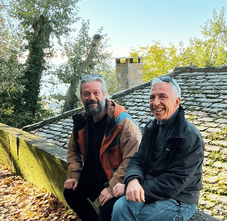 Medical herbalist Emmanouil Manos with Dr. Michael Siewert at Portaria village, mt. Pelion