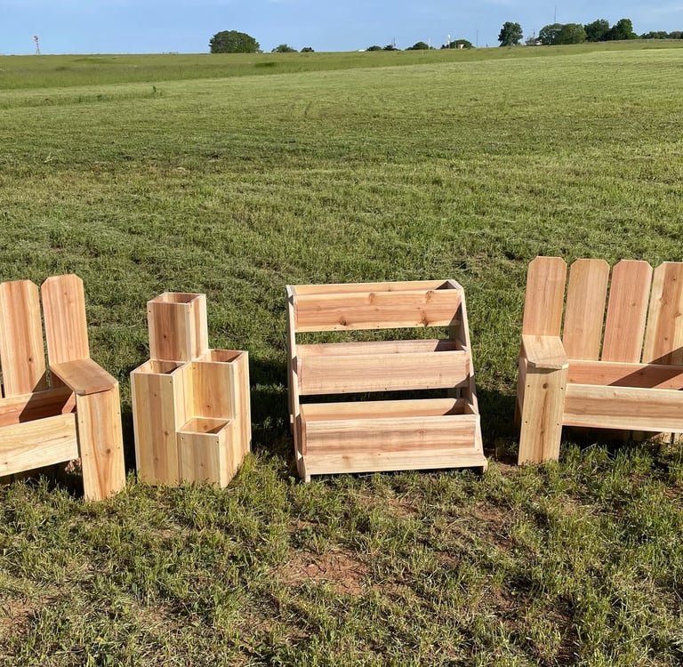 Bench Cedar Planter, Basalt Cedar Planter, Triple Tier Cedar Planter, Bench Cedar Planter