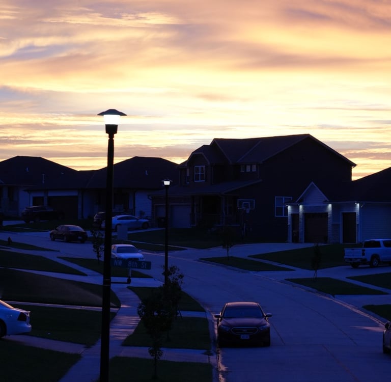 Sunrise over a Neighborhood