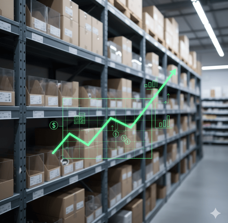 Um setor de estoque com um gráfico