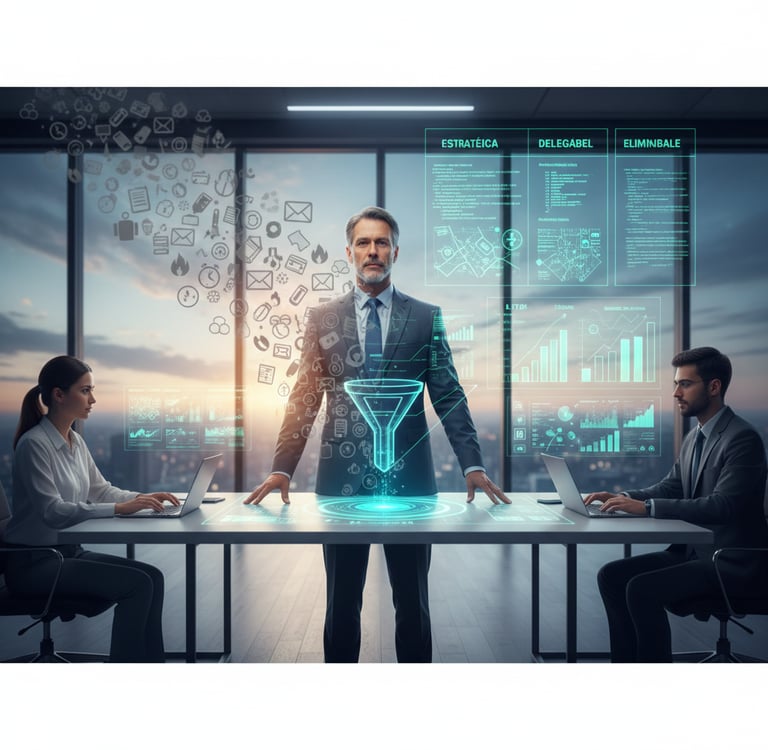 Um líder de negócios com dois de seus colaboradores à mesa.